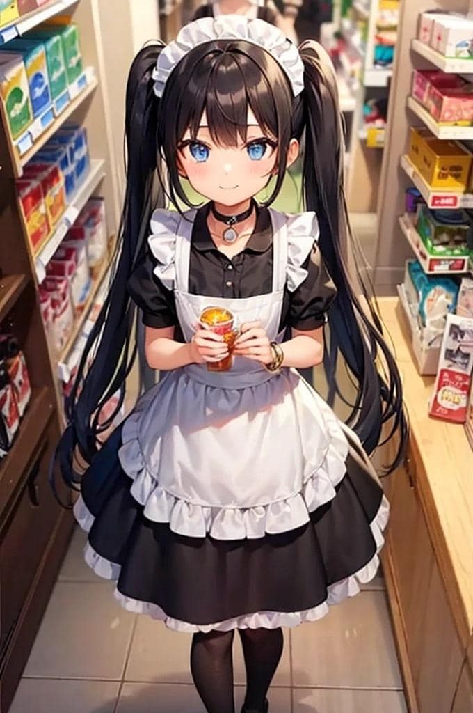 小さいメイドさん買物中 | の人気AIイラスト・グラビア