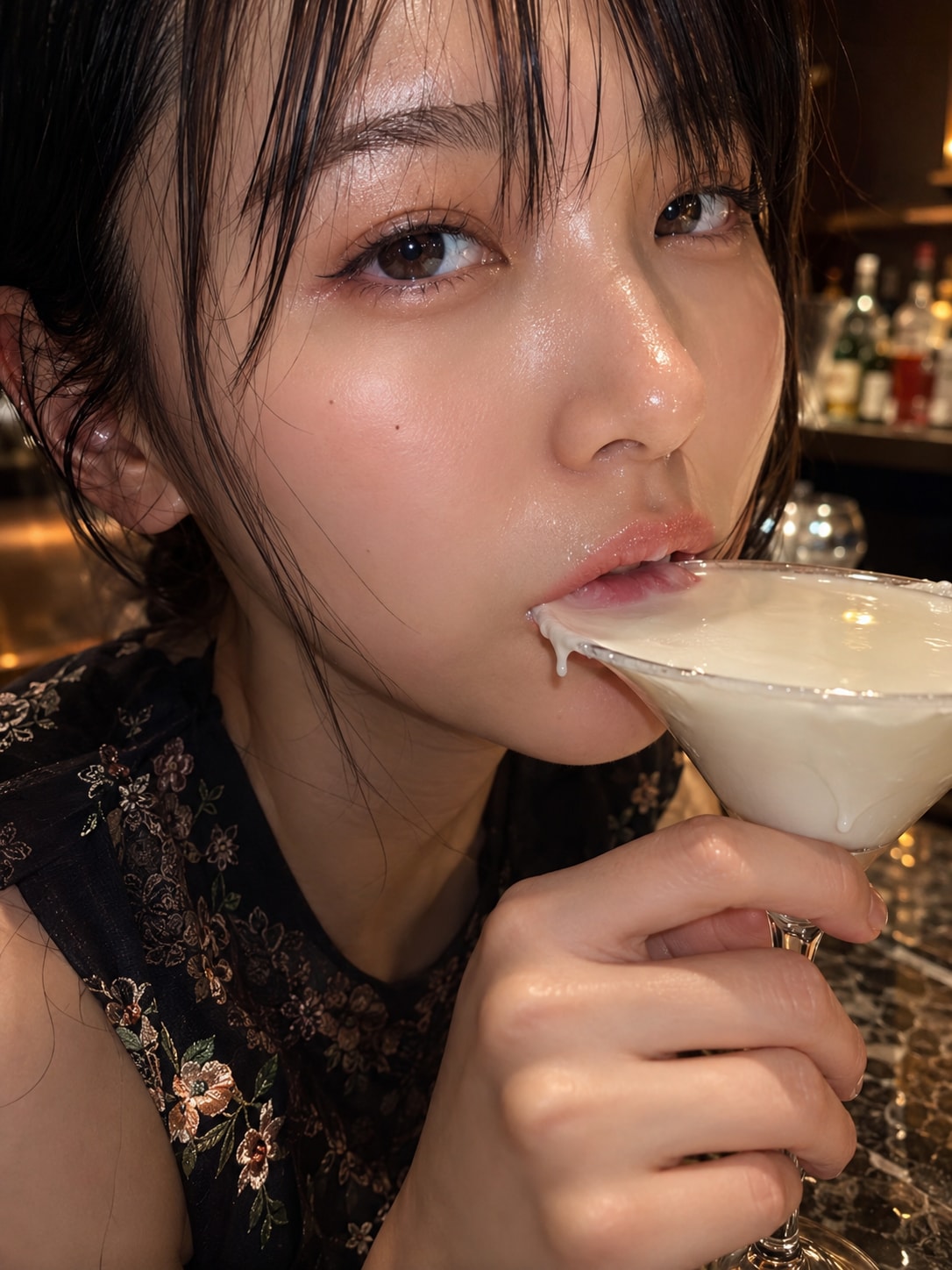 美女とバーカウンター