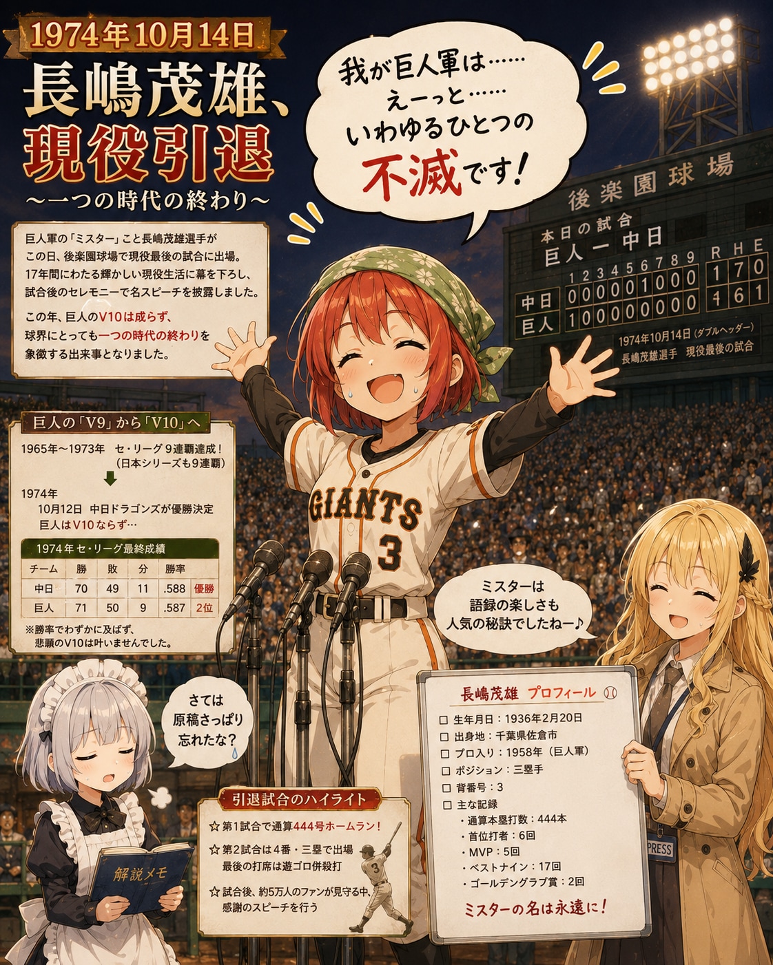 10月14日は長嶋茂雄現役引退の日 | の人気AIイラスト・グラビア