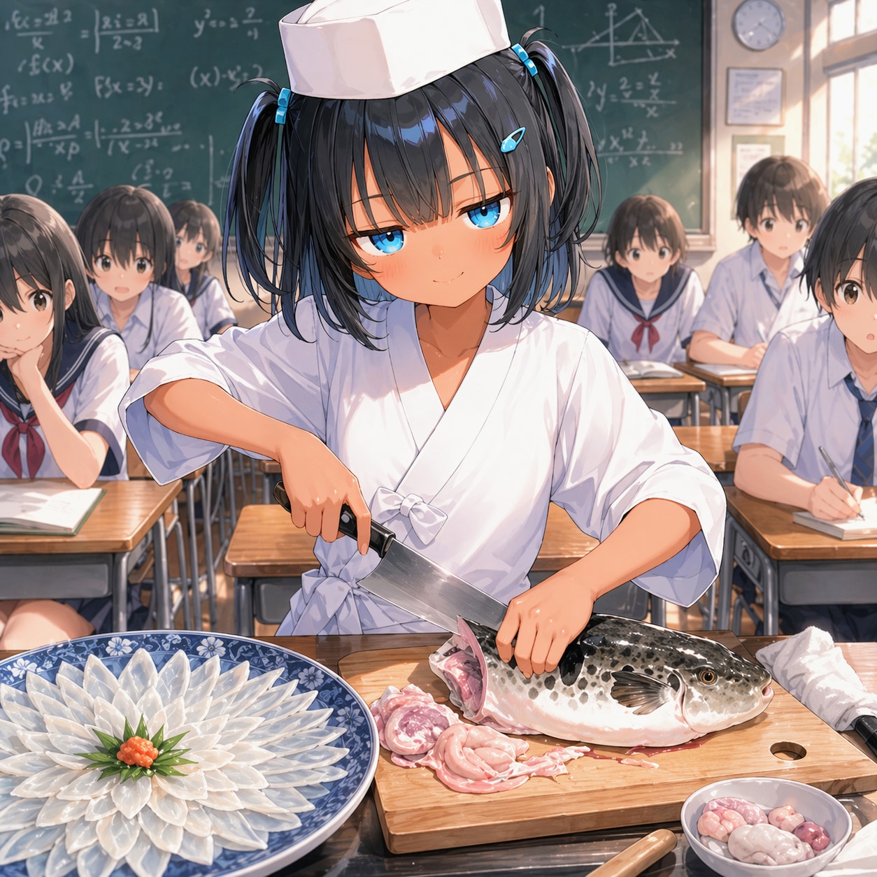 フグを捌くこなつちゃん | の人気AIイラスト・グラビア