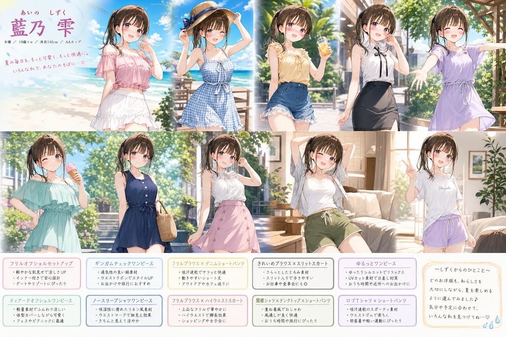 色々雫ちゃん夏コーデ♪　どれが似合います？by藍乃雫
