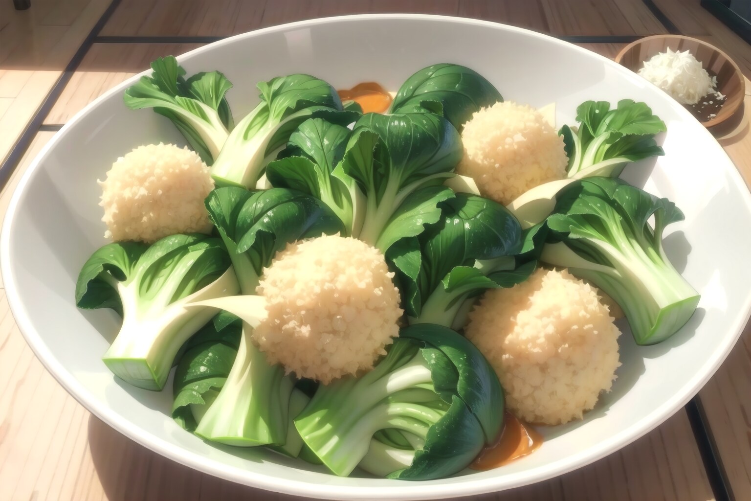 青梗菜と肉団子の炒め物