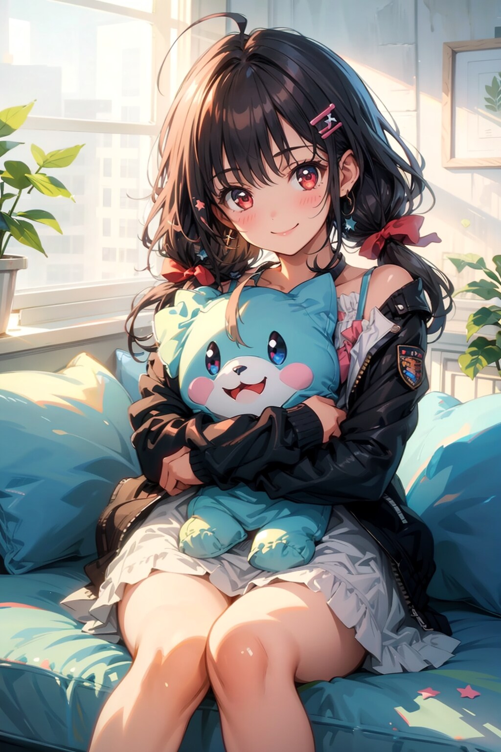 ぬいぐるみを抱く女の子 | の人気AIイラスト・グラビア