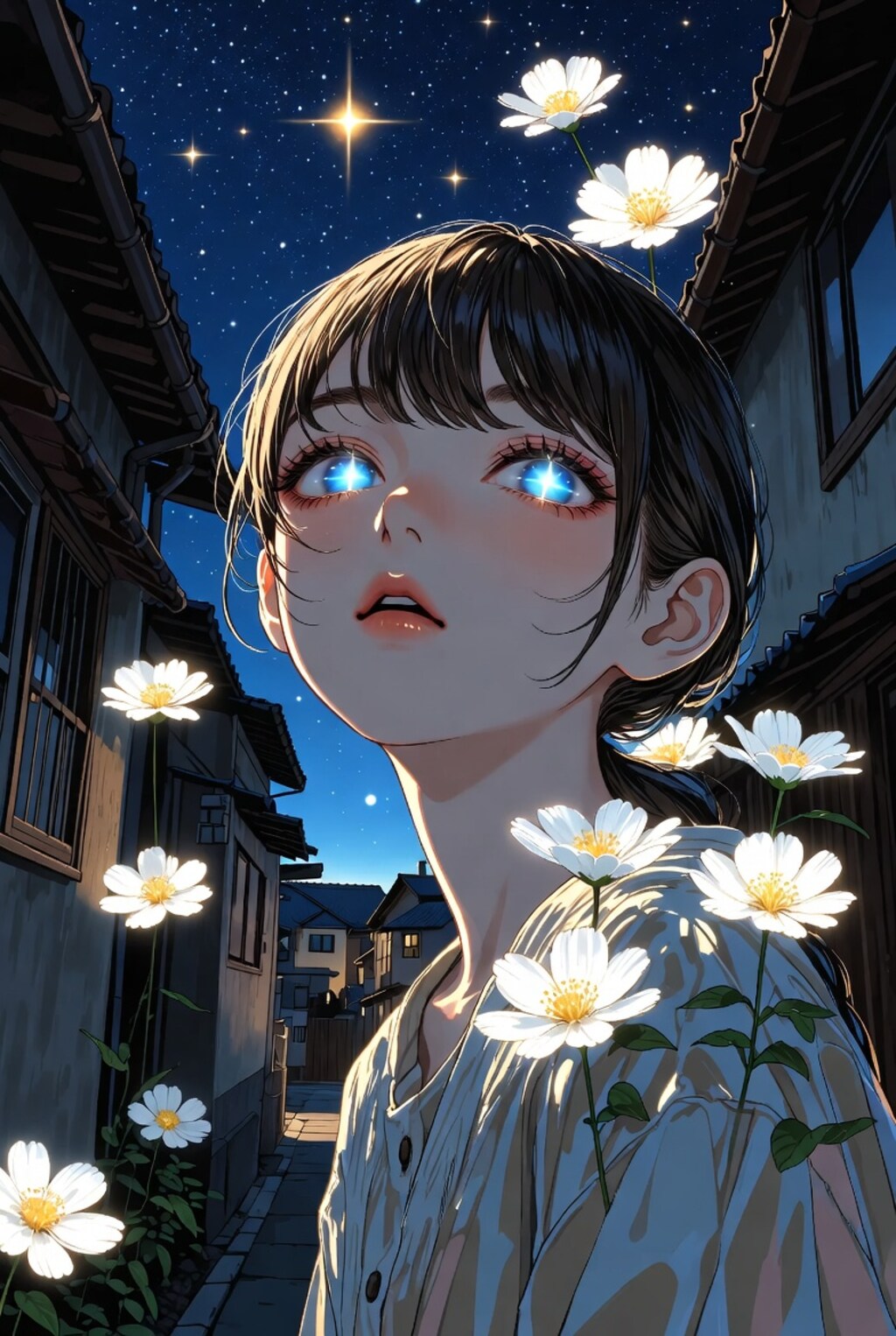 瞳が夜空を吸い込んだ