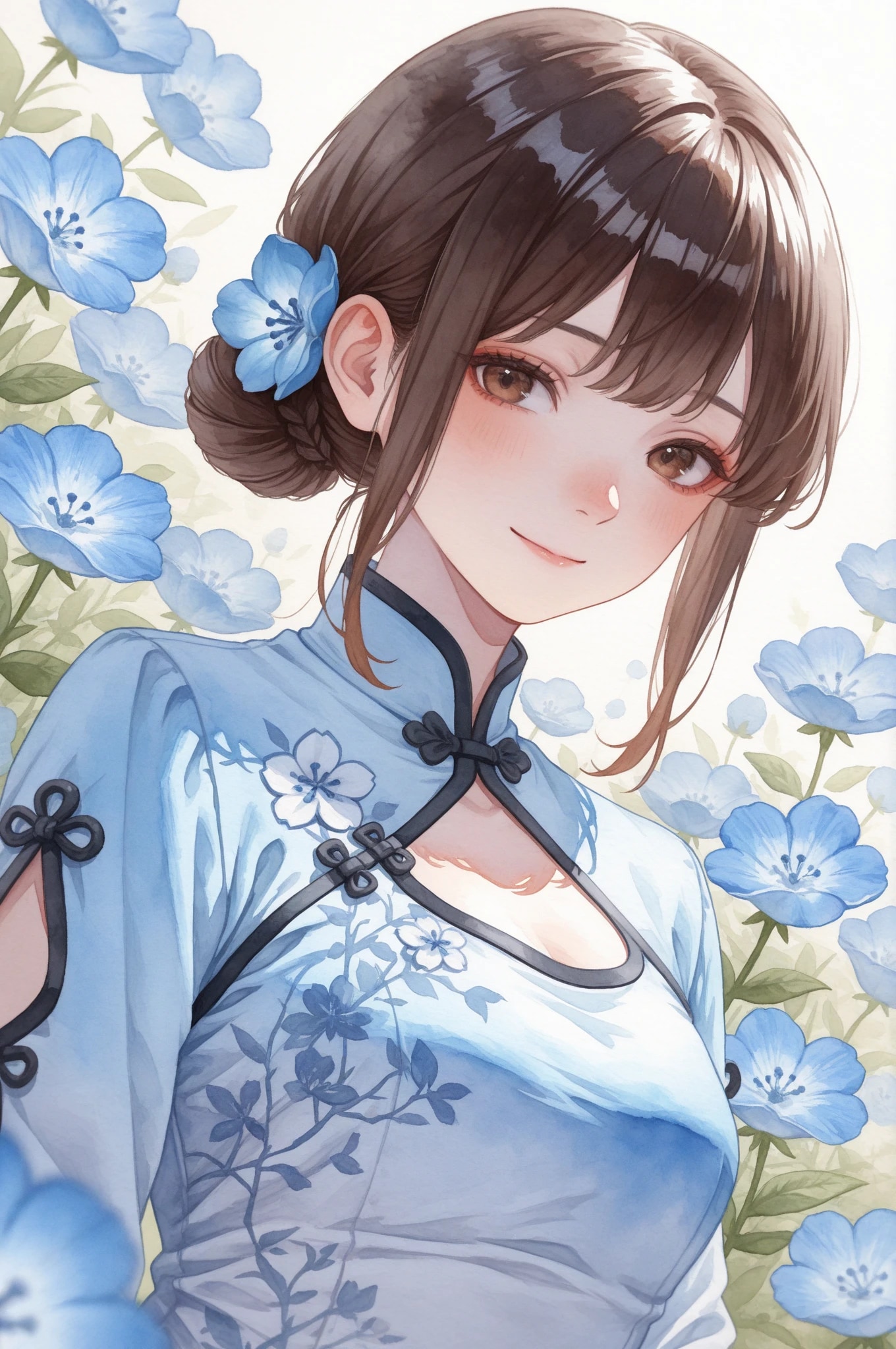 ネモフィラとアオザイ | の人気AIイラスト・グラビア