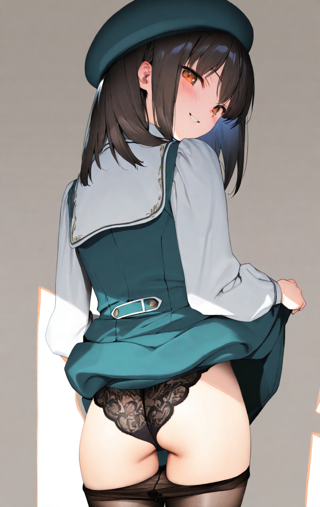 お嬢さんのたくし上げ