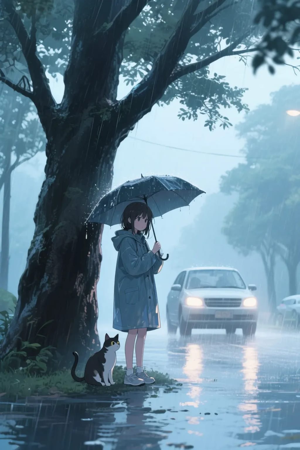 猫と雨宿り