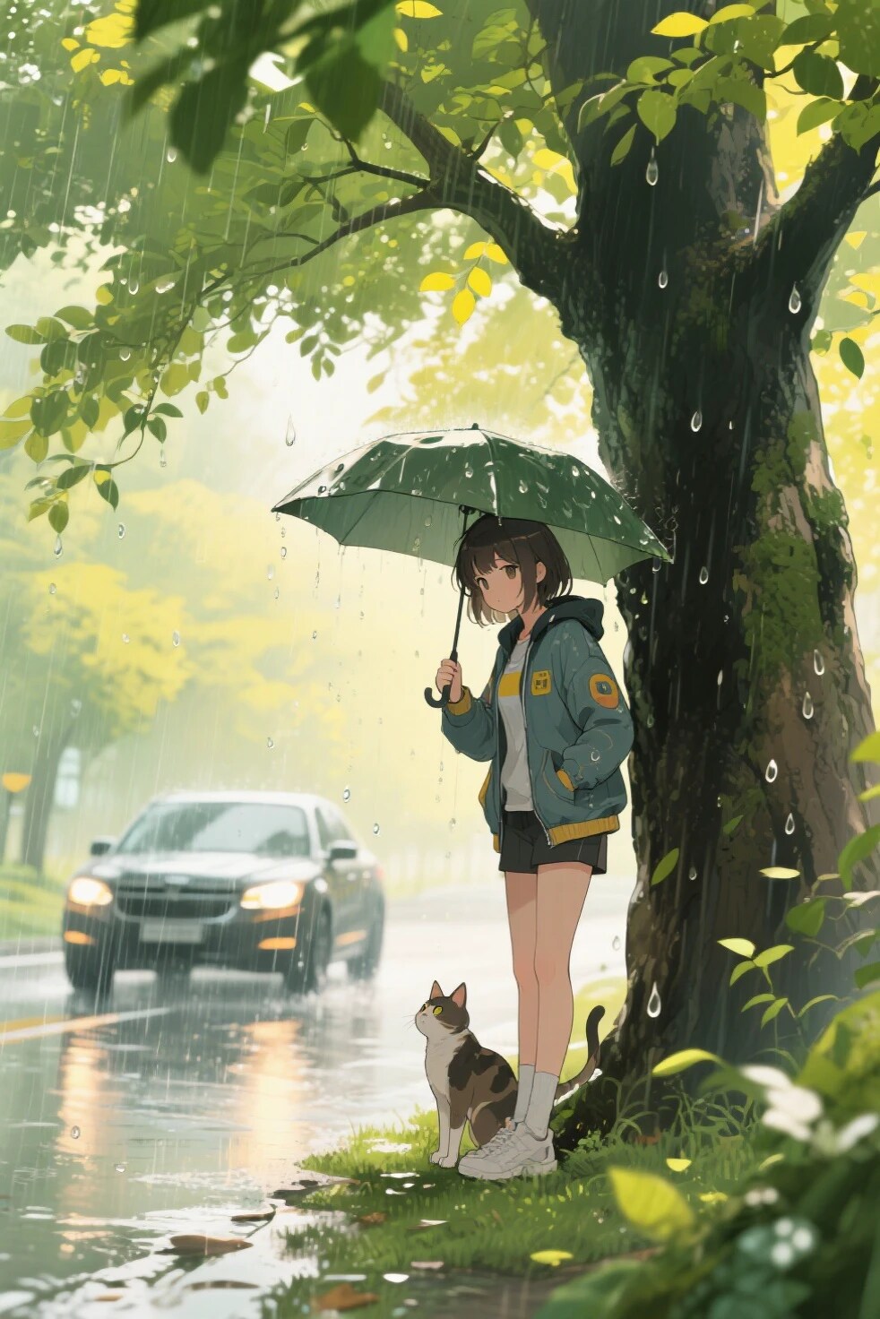 猫と雨宿り
