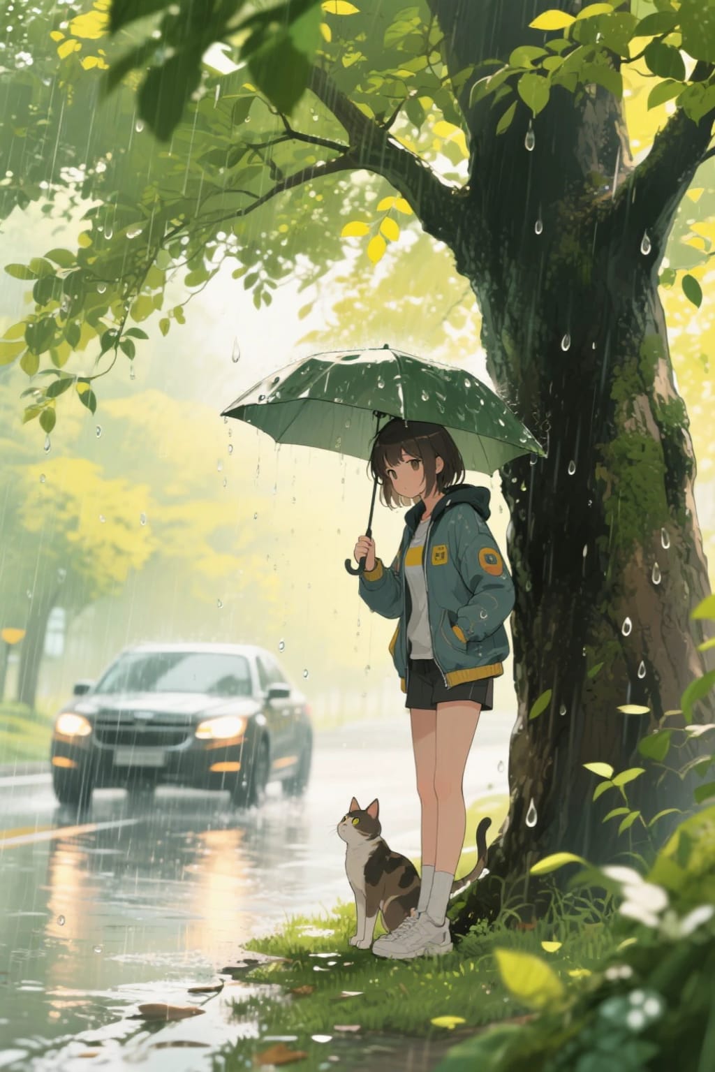 猫と雨宿り