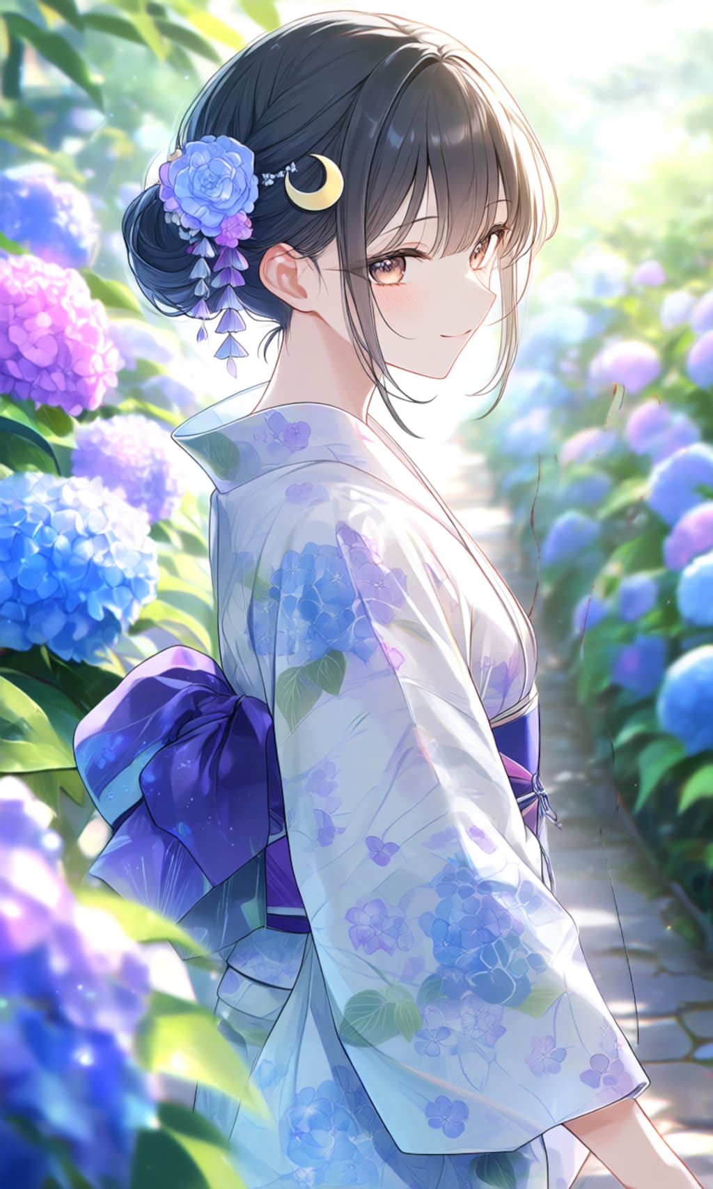 紫陽花と浴衣とアイドル