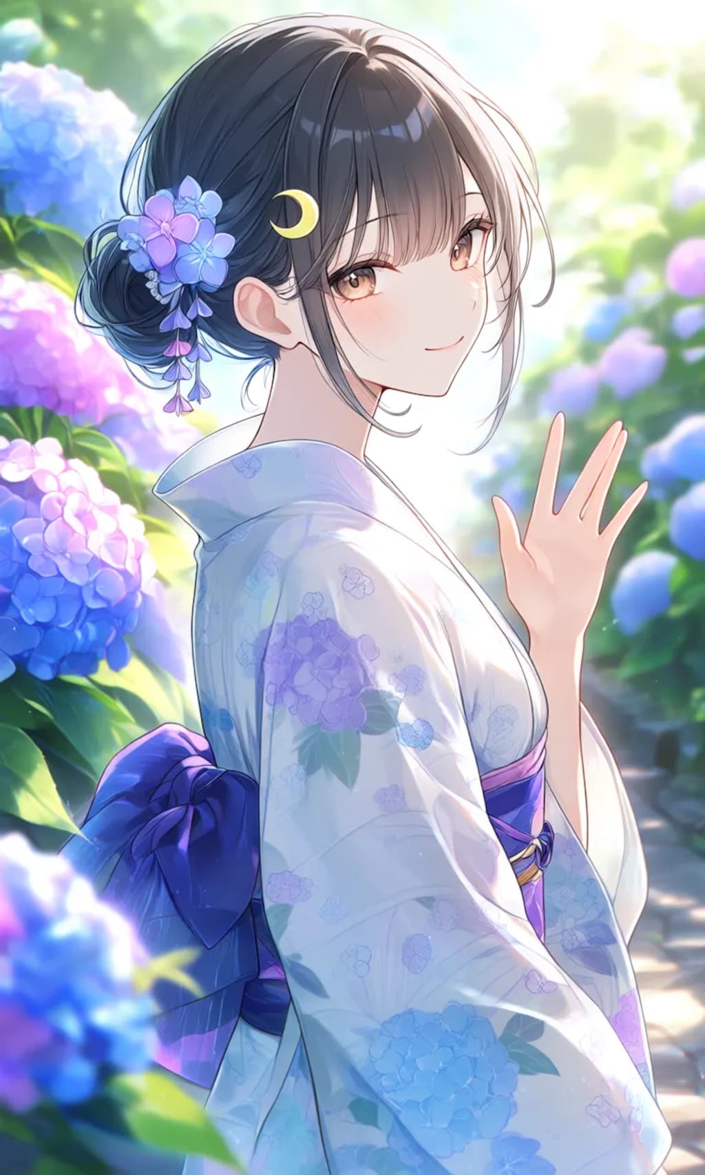 紫陽花と浴衣とアイドル