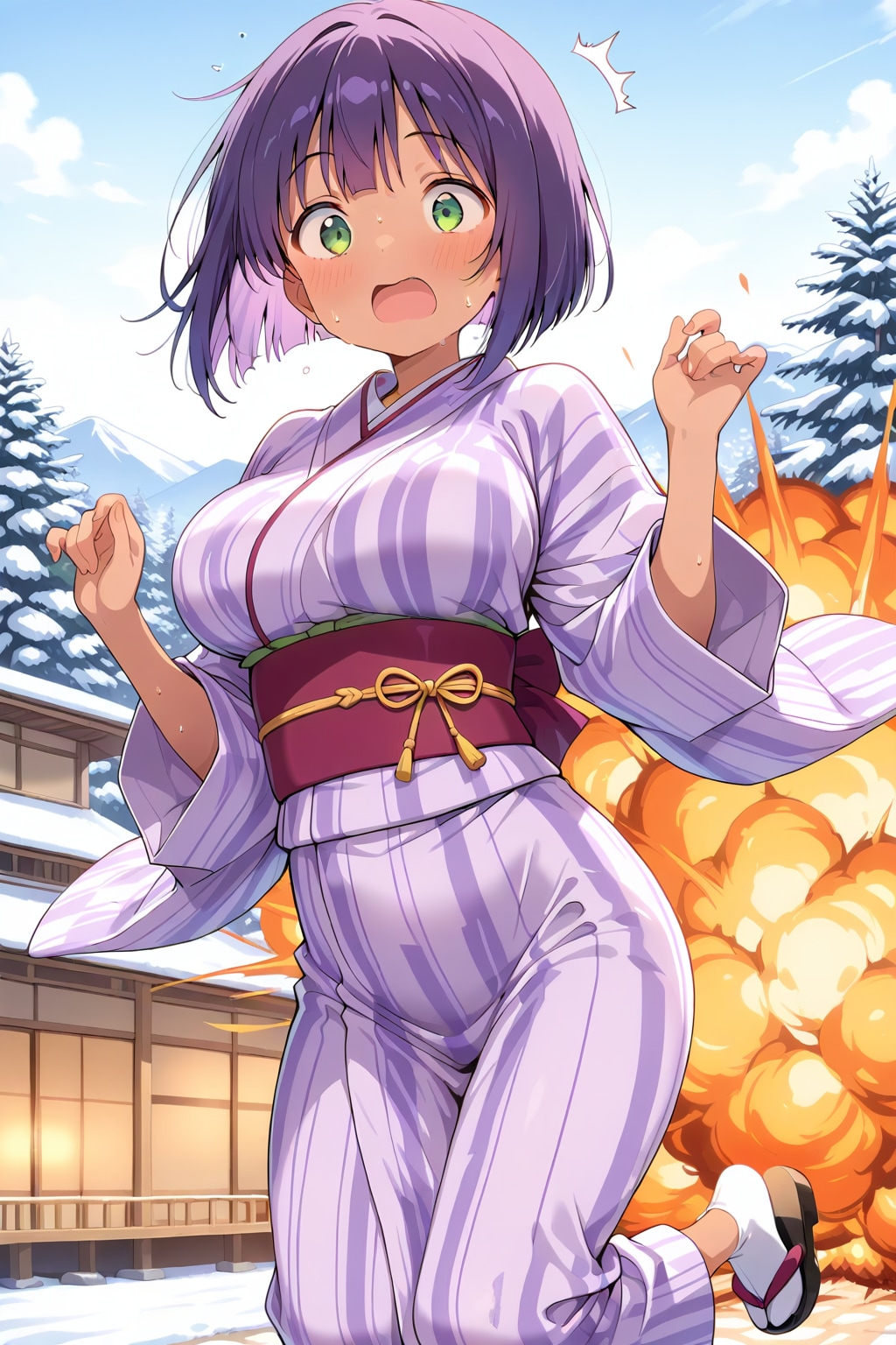 397 爆発に驚く日焼けっ子