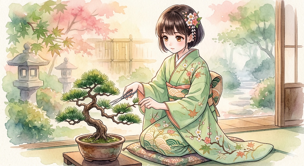 春待つ盆栽と、乙女の執務