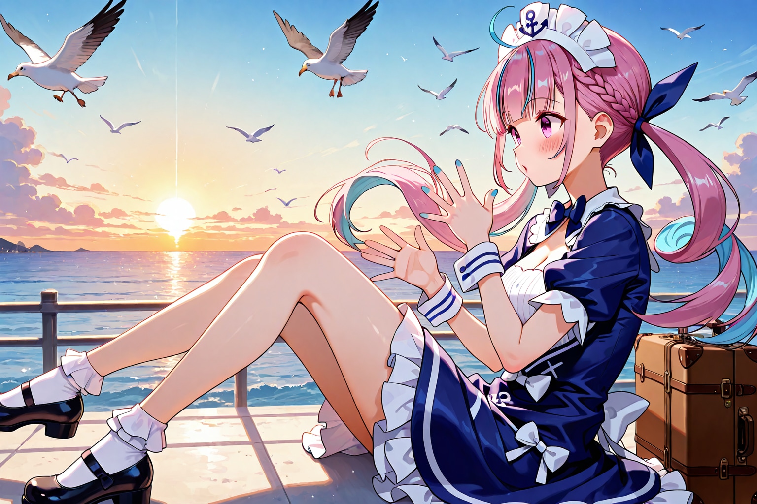 海と夕日とあくたんと..