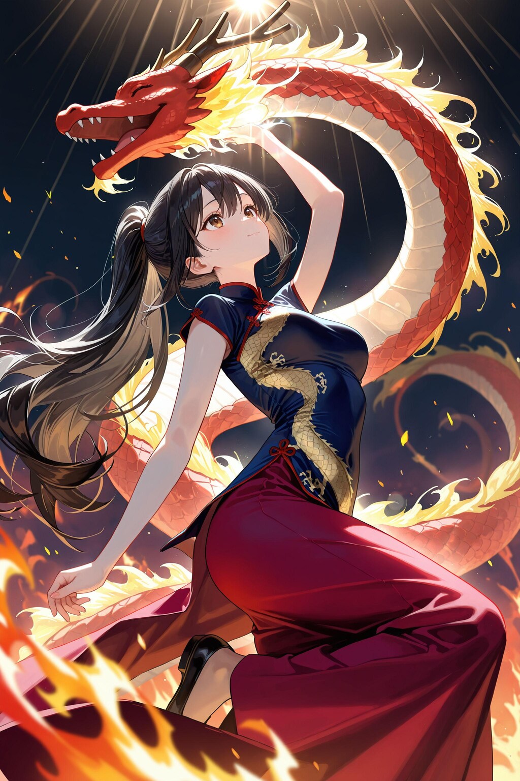 ドラゴン使いの少女（美龍さんと火竜サラマンダーさん）