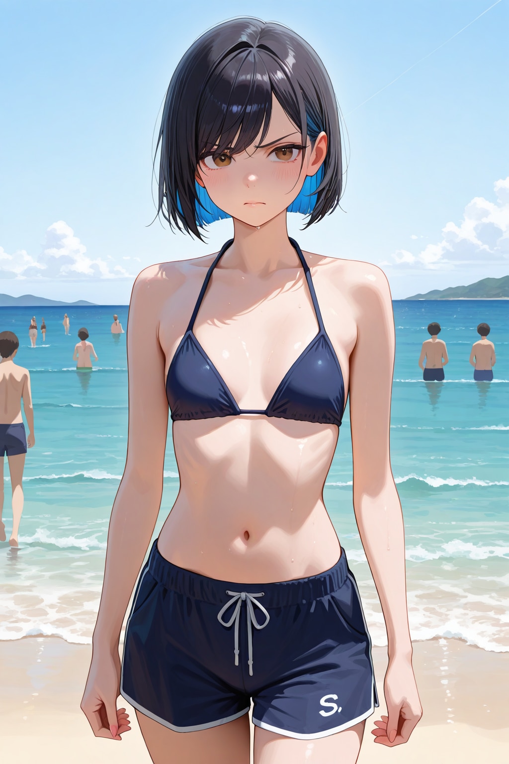海に連れてこられた婦警さん