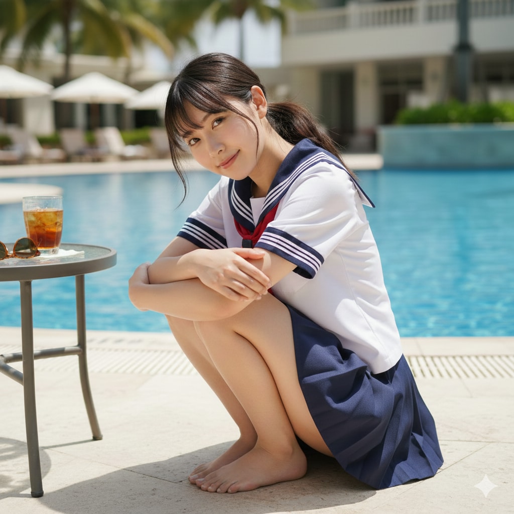 プールサイド女子