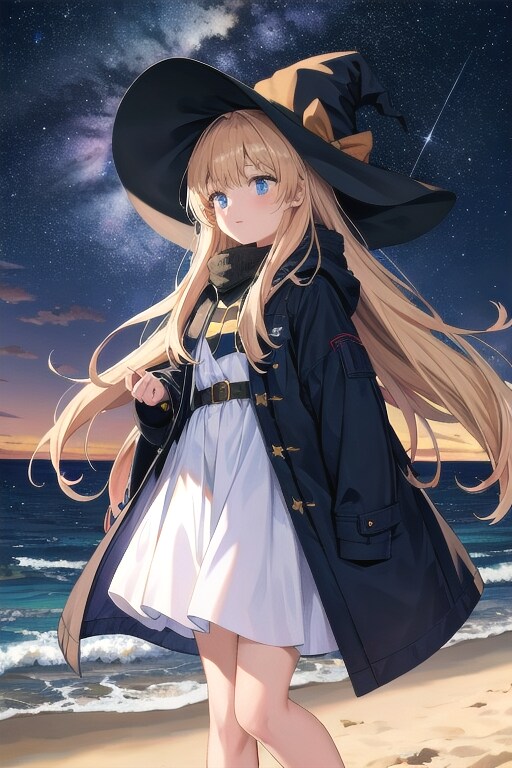 砂浜の魔女と星空