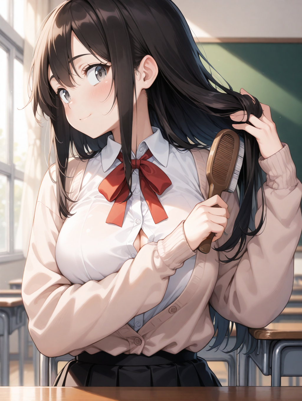髪を梳く