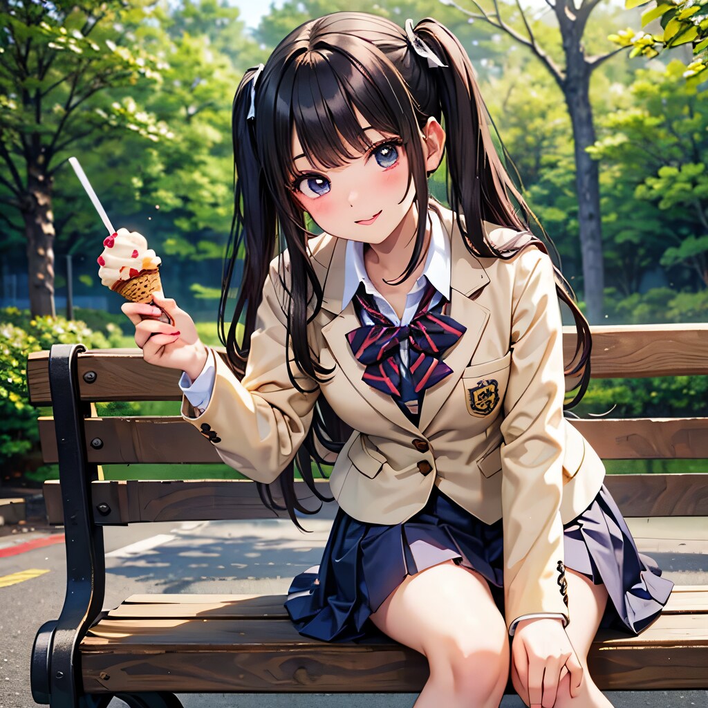 黒髪ツインテでブレザーの少女