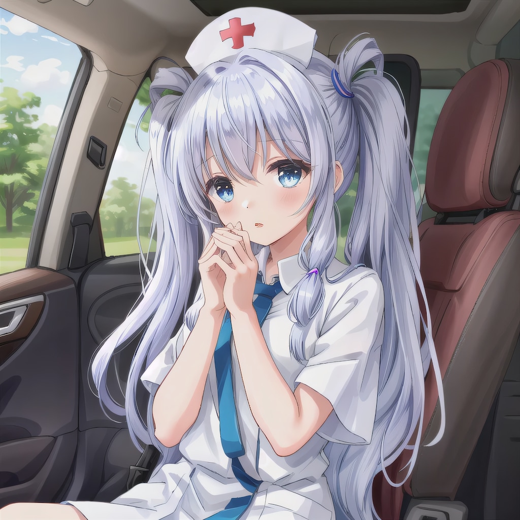 紫髪ロングで車内の少女６