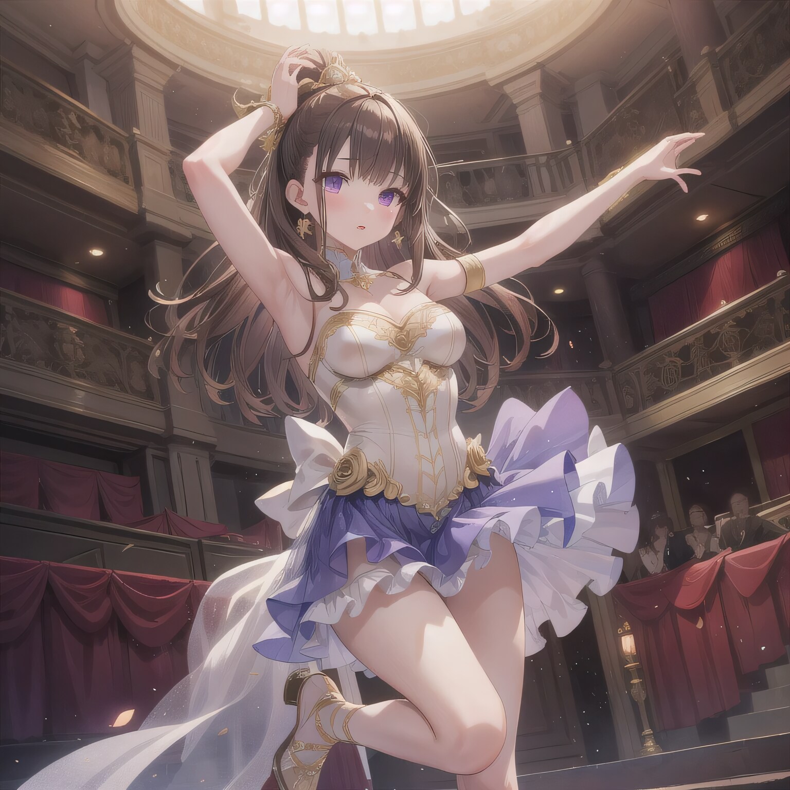 黒髪ロングで演劇の少女２１ | の人気AIイラスト・グラビア