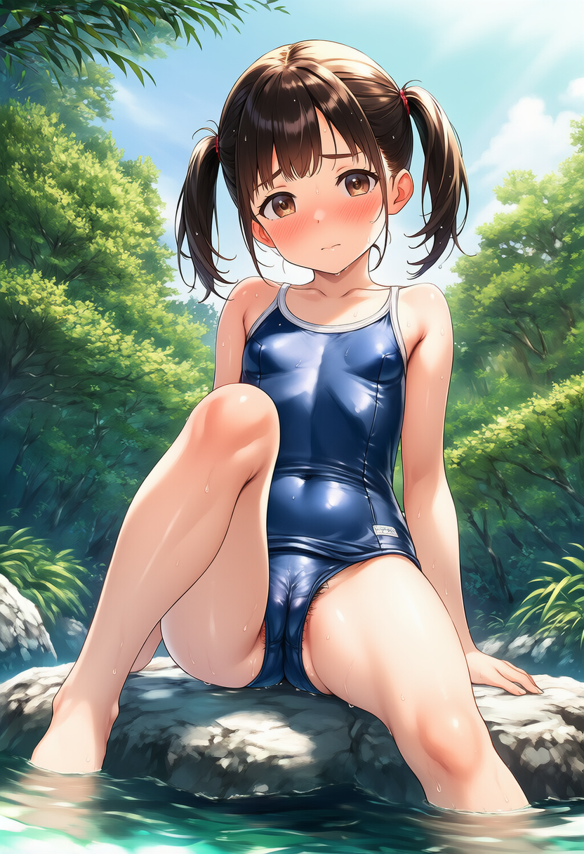 アンダーヘアの処理方法を知らない【スク水ハミ毛】