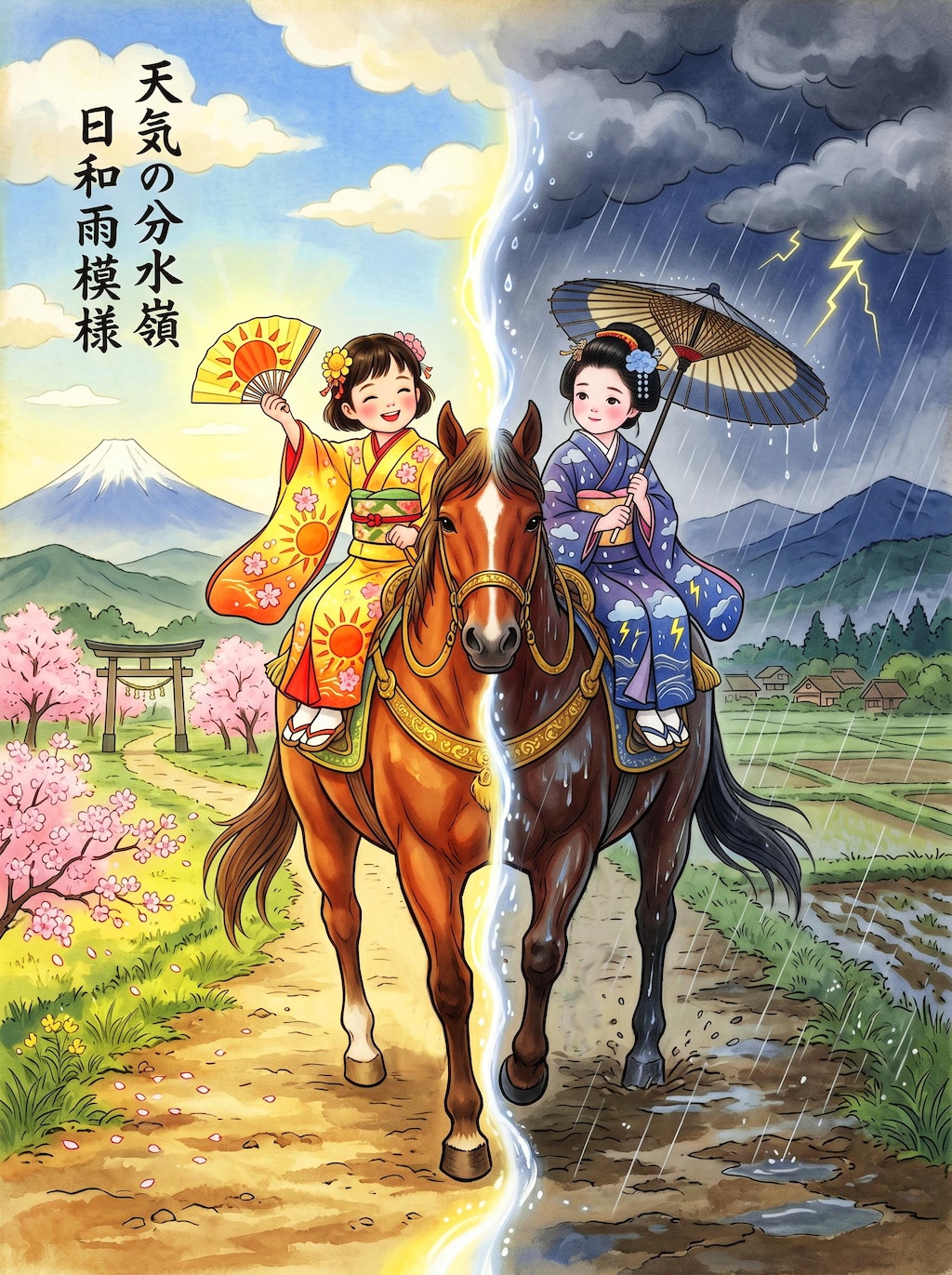馬の背を分ける天気