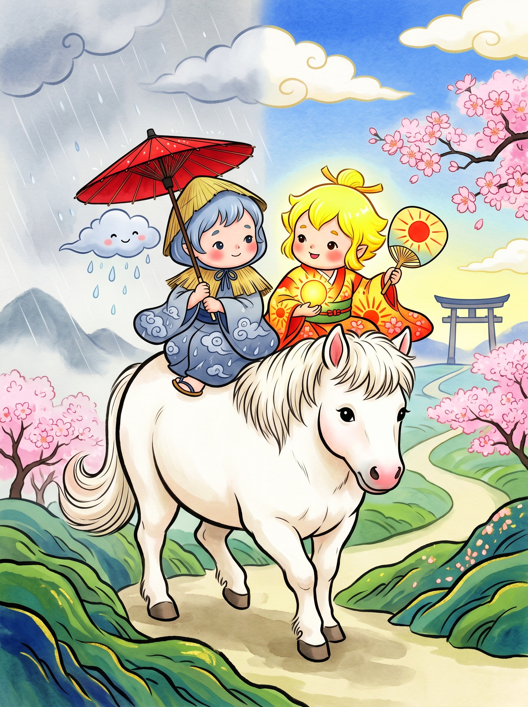 馬の背を分ける天気