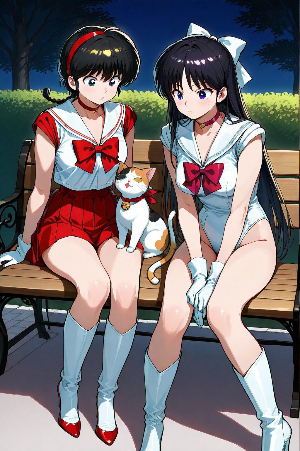 レイちゃん、三毛猫、黒髪のおさげの戦士