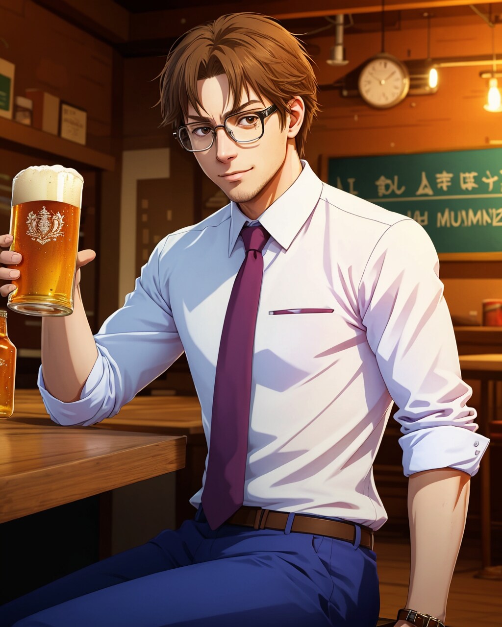 路地裏の居酒屋で座っている