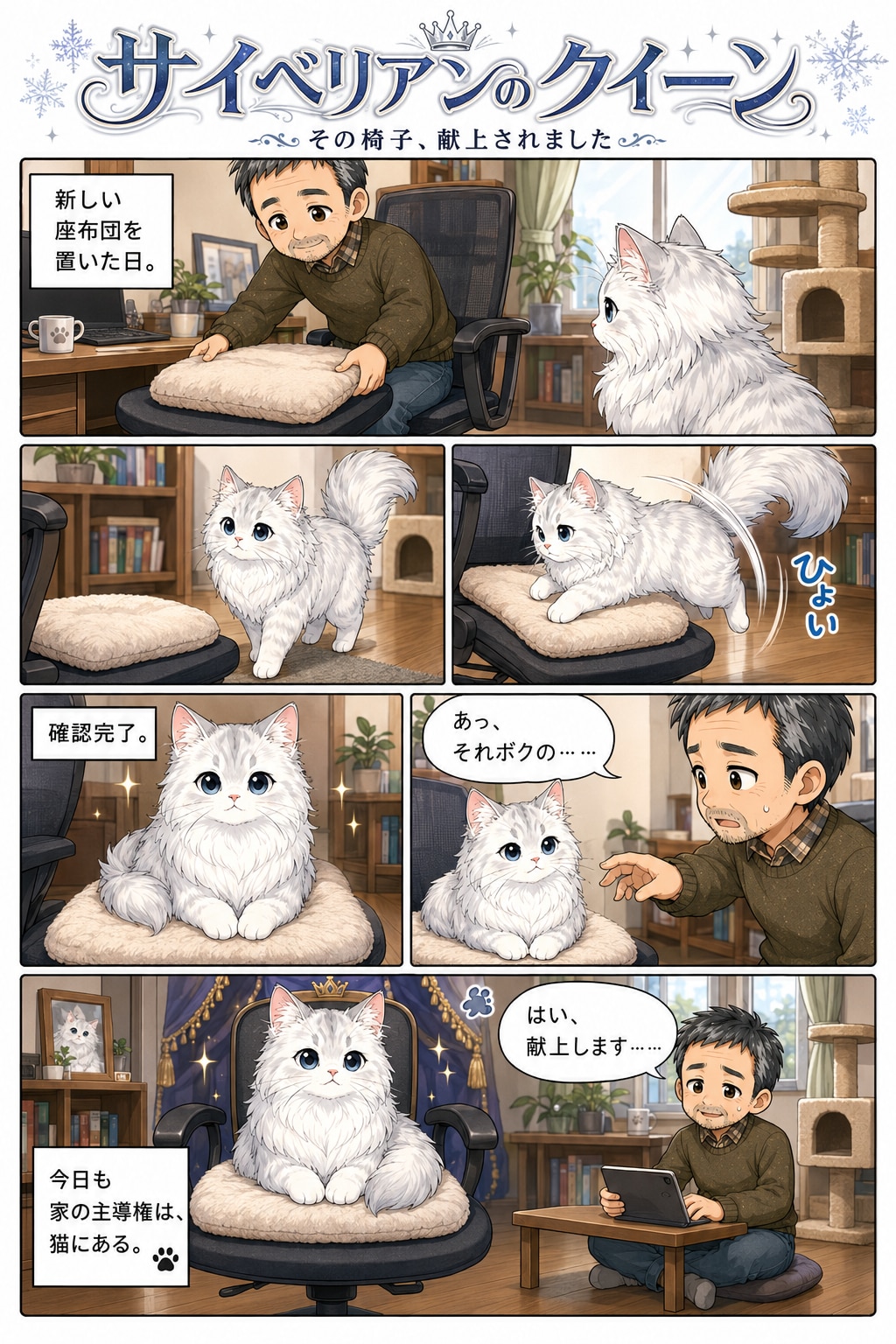 新しい座布団を買った時の、猫様と僕の攻防。