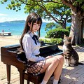 海のピアノ5（猫と青い海） 11枚目