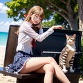 海のピアノ5（猫と青い海） 5枚目