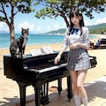 海のピアノ5（猫と青い海） 2枚目