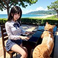 海のピアノ5（猫と青い海） 3枚目