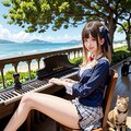 海のピアノ5（猫と青い海） 9枚目