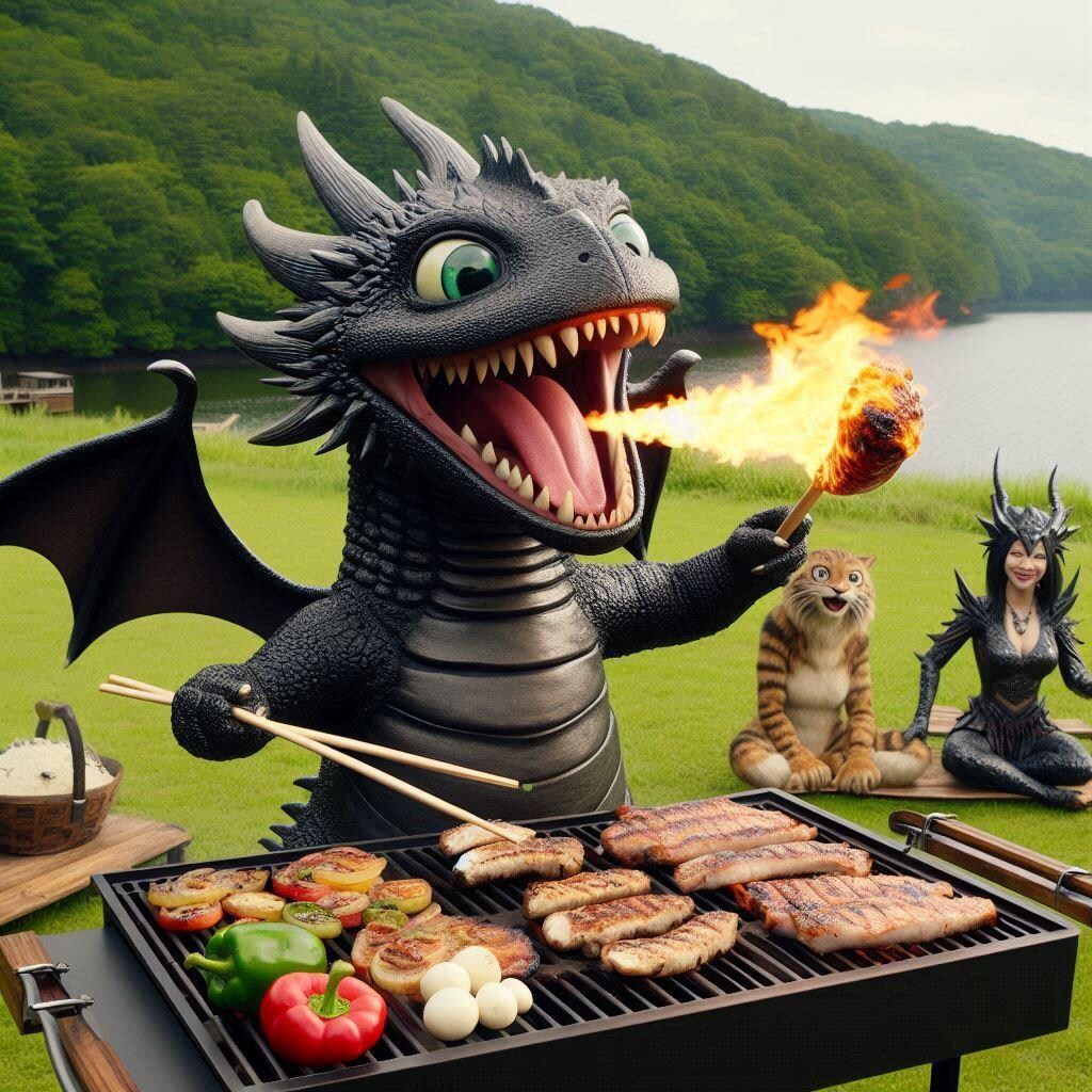 バーベキューに呼ばれたドラゴンちゃん