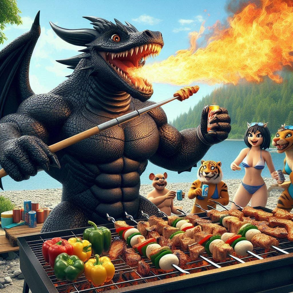 バーベキューに呼ばれたドラゴンちゃん