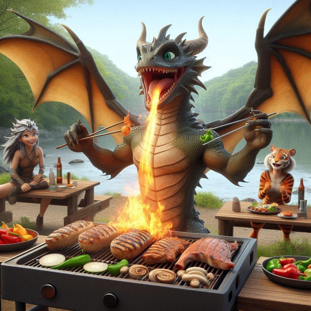 バーベキューに呼ばれたドラゴンちゃん