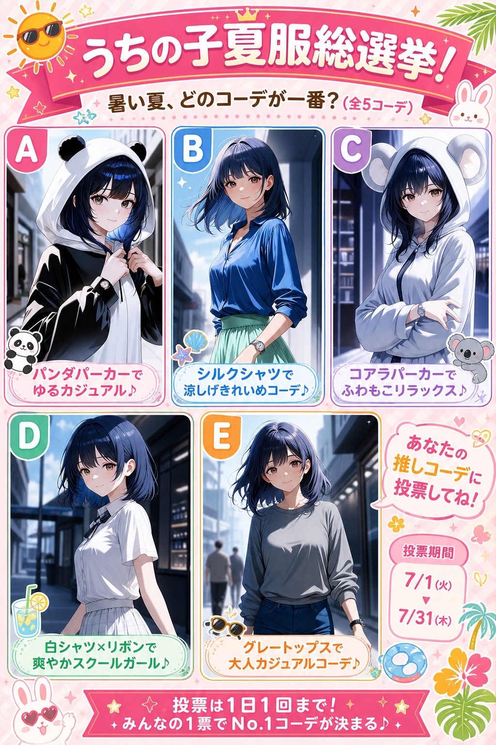 青髪うちの子夏服？総選挙