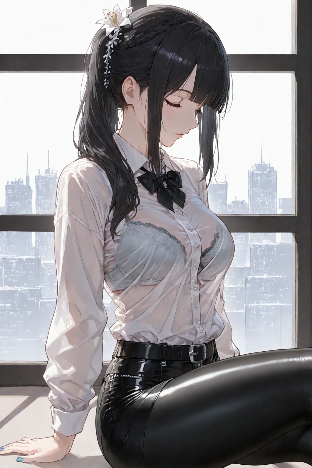 う〜ん❤️……早く準備しないと遅れちゃいますぅ(。-ω-)zzz. . . ❤️