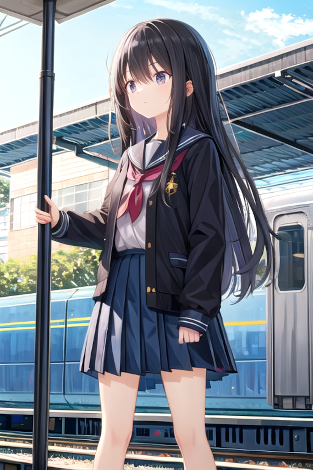電車を待つ女の子