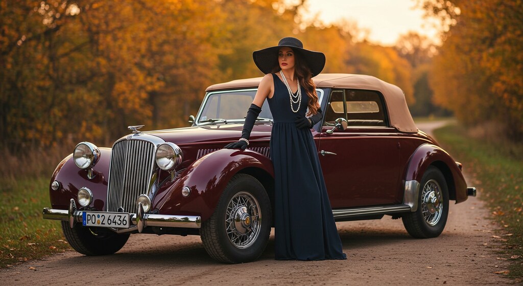 クラシックカーと外人さん