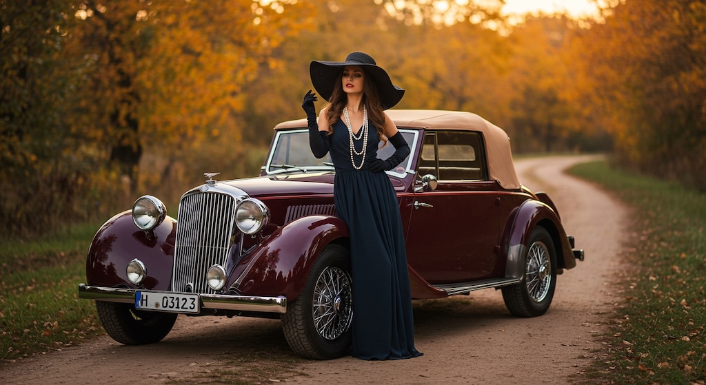 クラシックカーと外人さん