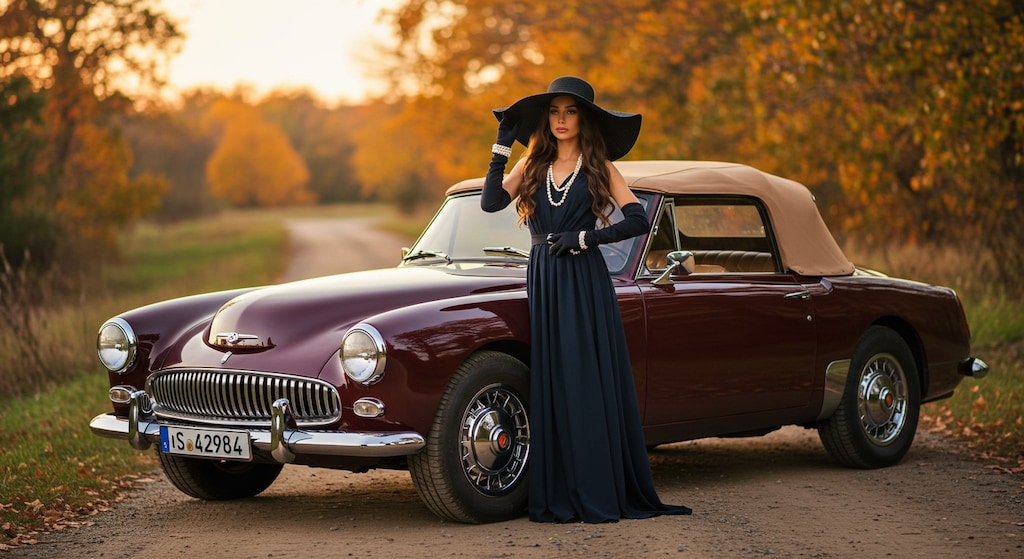 クラシックカーと外人さん