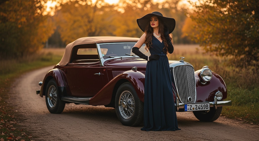 クラシックカーと外人さん