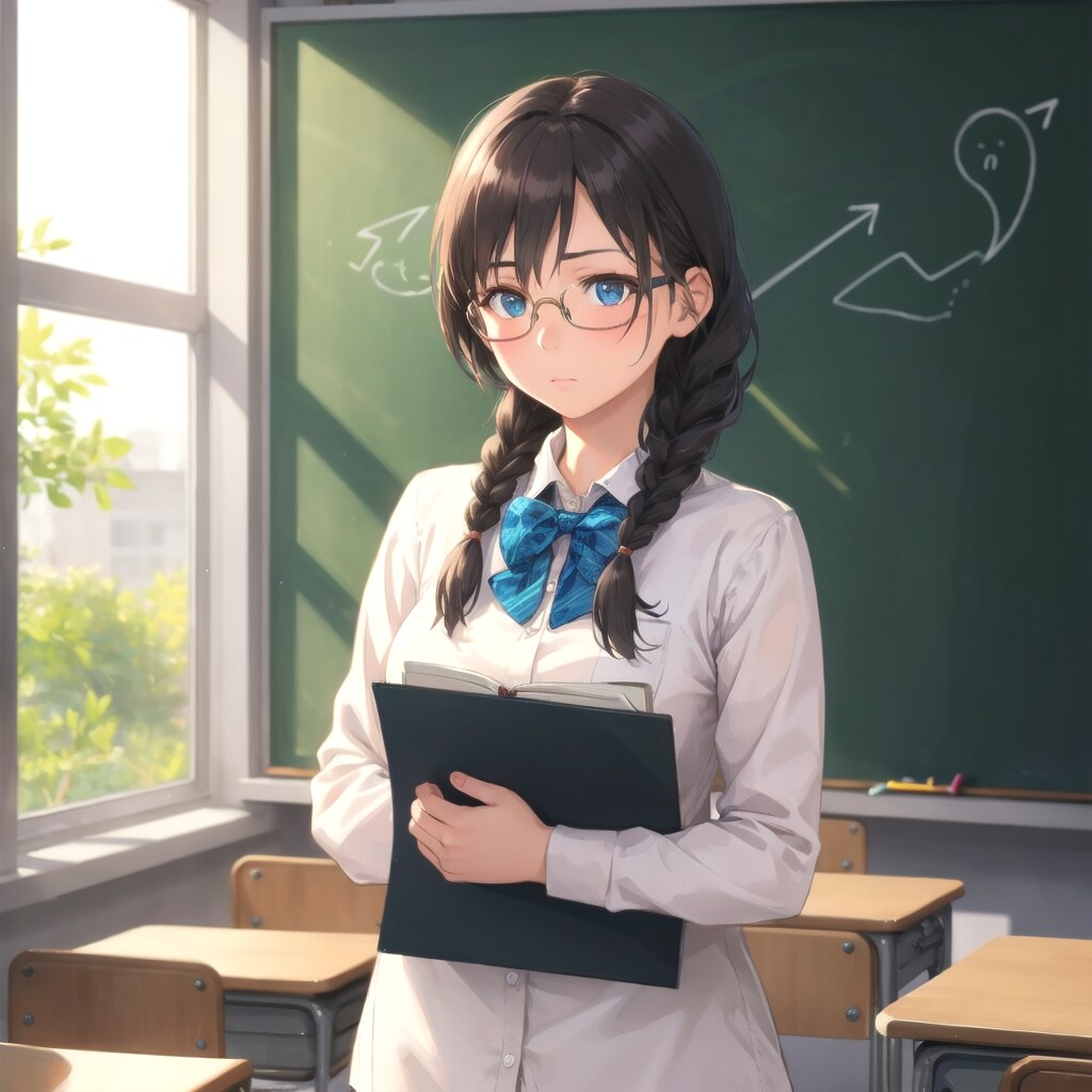 ゼミの後に、黒板の前で思索する