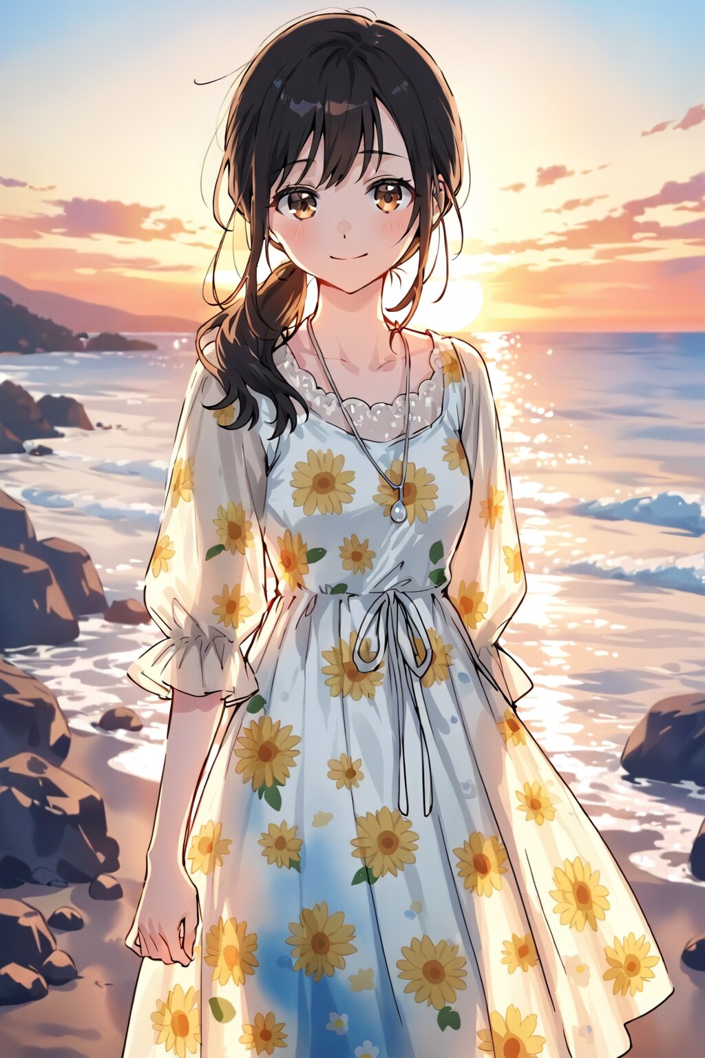 夕暮れの海岸