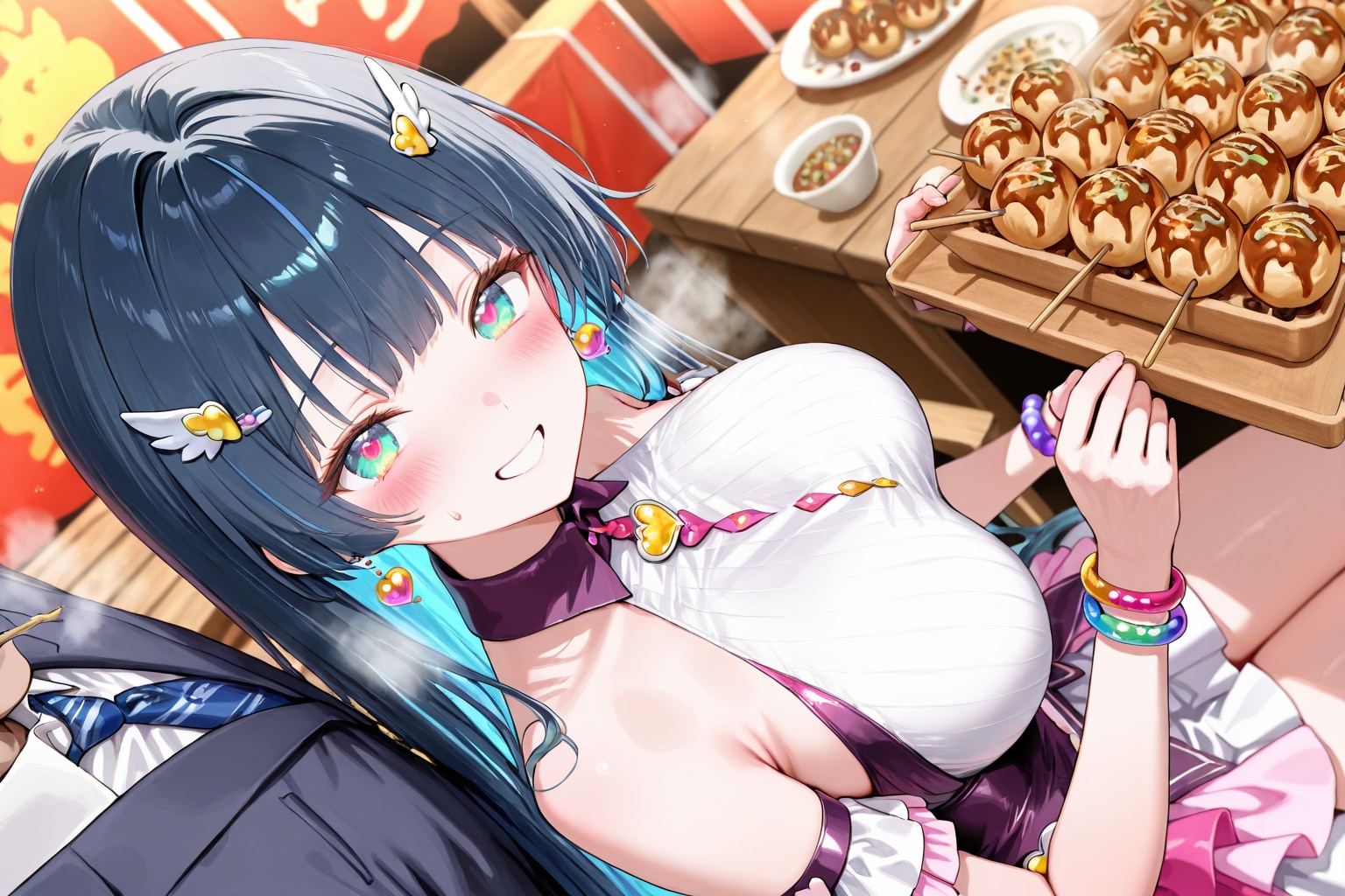 ご当地(*´ω`*)　大阪名物たこ焼きを食べる魔法少女コスをした女の子５